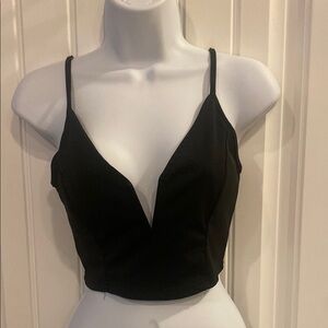 Black V-Neck Crop Top